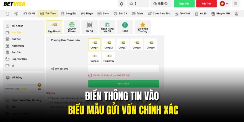Điền thông tin vào biểu mẫu gửi vốn chính xác